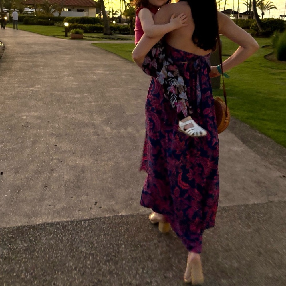 Purple and Pink Print Summer Halter Maxi Dress - Picture 2 of 5